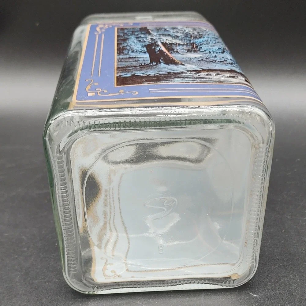 Jesse Barnes Blue New Fallen Snow Glass Storage Jar Canister Winter Cabin Art
